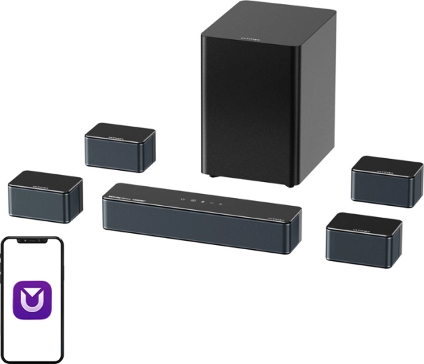 Ultimea Poseidon D80 Boom barre de son avec caisson de basses et 4 satellites (7.1, Dolby Atmos)