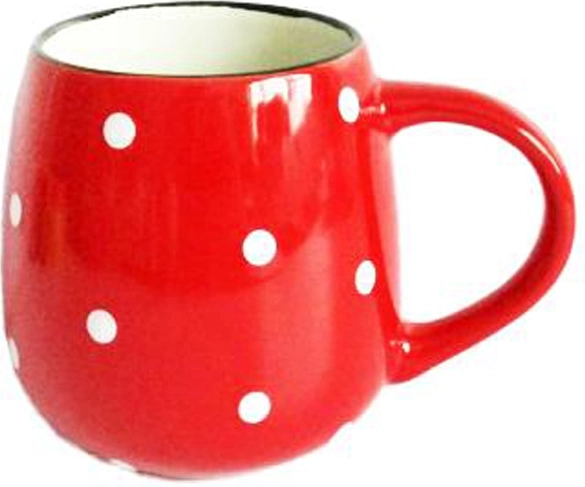 Mug en céramique rouge à pois blancs 460 ml