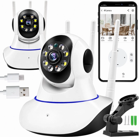 Caméra Wi‑Fi rotative sans fil 360° (babyphone) - 1 pièce