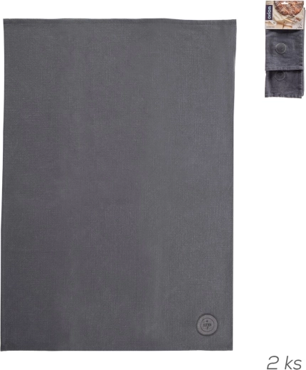Torchon de cuisine en coton My kitchen gris, 2 pcs