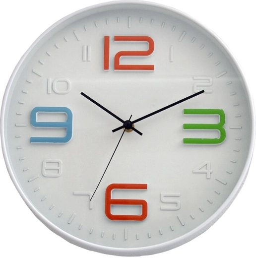 Horloge murale 30 cm avec cadran 3D et chiffres colorés