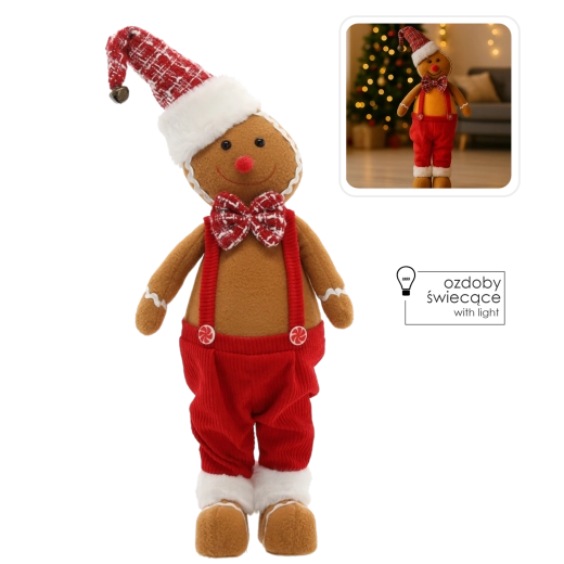 Bonhomme pain d’épices de Noël avec éclairage LED 55 cm