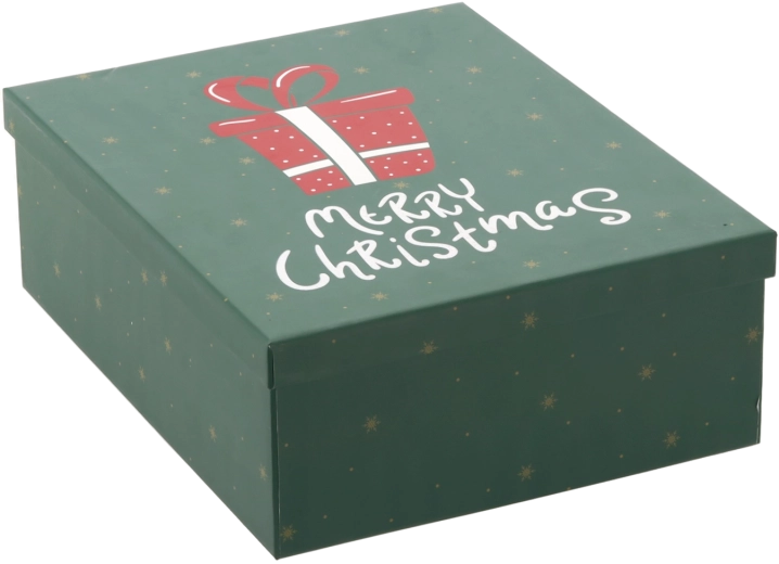Boîte cadeau de Noël verte avec l’inscription Merry Christmas 29 × 23 × 10 cm