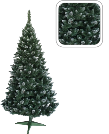 Pin de Noël artificiel enneigé avec paillettes et pommes de pin 150 cm - 1 pièce