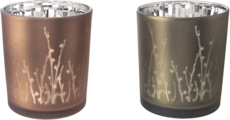 Bougeoir en verre avec motif de brindilles 9 × 9 × 10 cm (2 variantes)