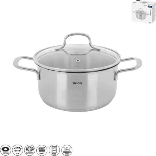 Casserole en acier inoxydable Anett glass avec couvercle en verre 3,1 l