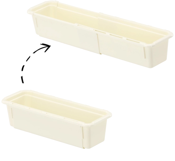 Organisateur de tiroir en plastique réglable 25–38 × 9 × 7 cm