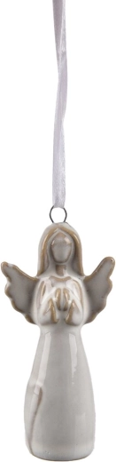 Ange suspendu en céramique gris 9 cm