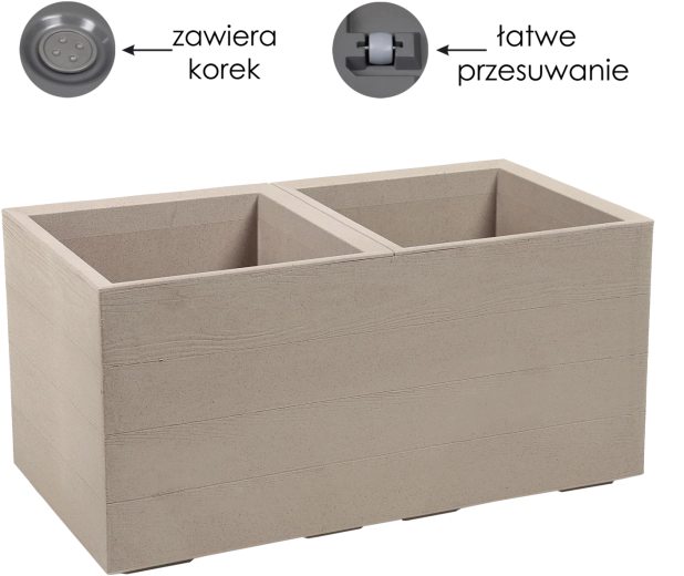 Pot de fleurs Lamela Karo Eco Coffee 80 × 40 cm, teinte latte