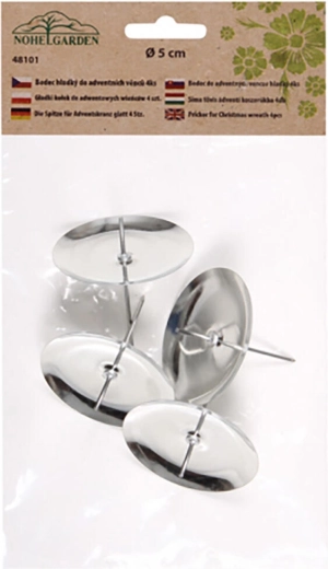 Pique-support pour bougie 50 mm argenté, lot de 4 pièces