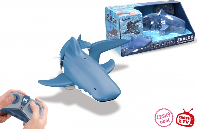 requin RC pour l’eau 35 cm avec télécommande 2,4 GHz et charge USB