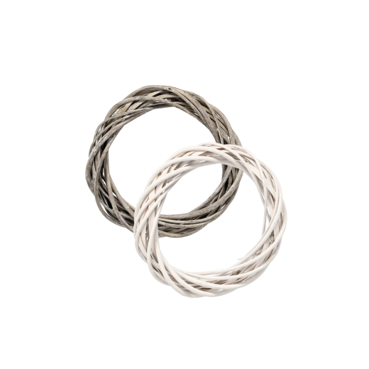 Couronne en osier 25 cm – blanche ou grise, tressée à la main
