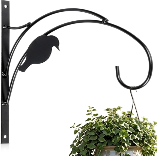Support mural en métal Vilde pour pot de fleurs noir 29,5 × 1,8 × 28 cm