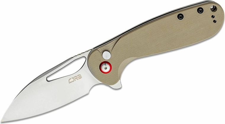 Couteau de poche pliant CJRB Lago Sand Polished, brun désert G10 - 1 pièce