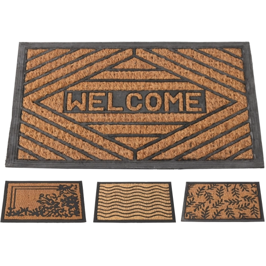 Paillasson en fibre de coco avec sous-couche en caoutchouc 40 × 60 cm, noir