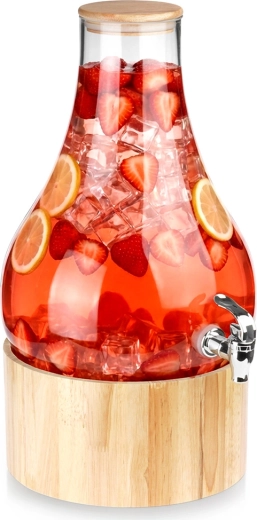 Distributeur de boissons en verre avec robinet et support 6,5 l