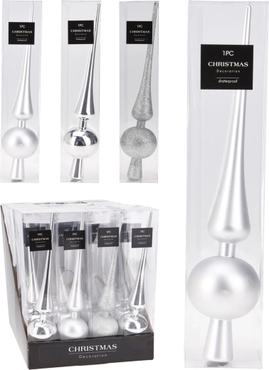 Sommet d’arbre de Noël 29 cm – argent, finitions variées