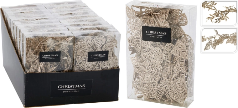 Guirlande décorative à feuilles 180 cm dorée