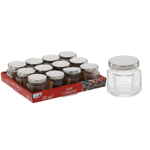 Bocal hexagonal 50 ml avec couvercle métallique