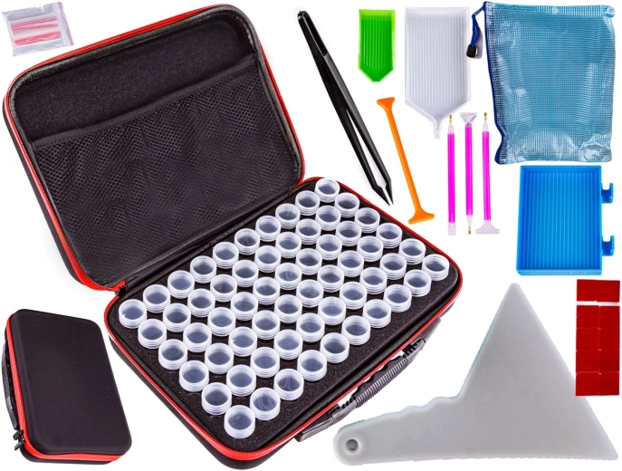 Kit d’accessoires pour diamond painting – étui avec 60 boîtes