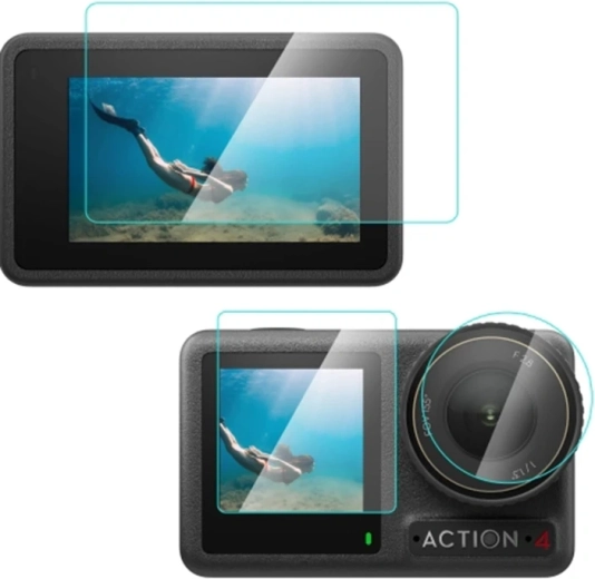 Verre trempé de protection Puluz 3-en-1 pour DJI Osmo Action 4
