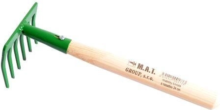 Râteau à main avec manche, 6 dents, 24 cm