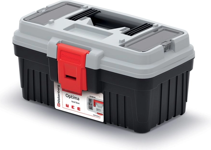 Mallette à outils Optima, grise, 296 × 178 × 153 mm