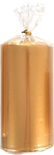 Bougie cylindrique métallique dorée 7 × 14 cm