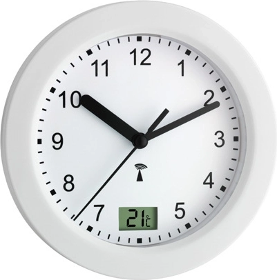 Horloge murale analogique à commande radio TFA pour salle de bain, blanche - 1 pièce