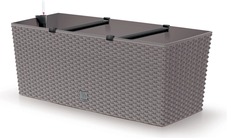 Jardinière en rotin auto-irrigante 50 cm moka