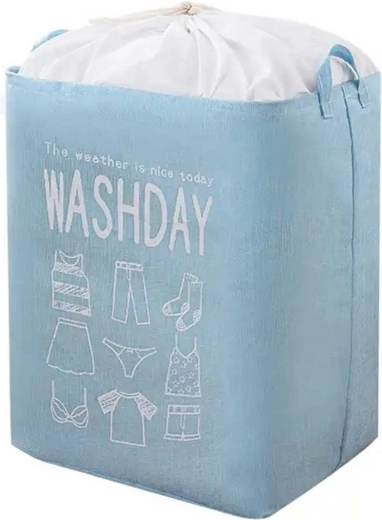 Bq66b panier pliant pour linge bleu