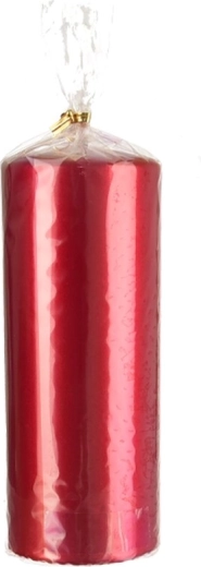 Bougie décorative brillante cylindrique rouge 7 × 18 cm