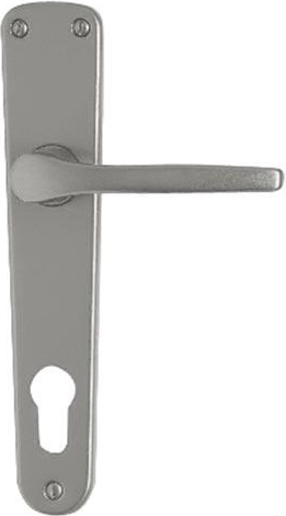Poignée de porte avec plaque MONET pour cylindre 72, aluminium, argenté