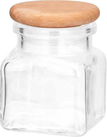 Boîte à épices en verre President line 120 ml avec couvercle en bois