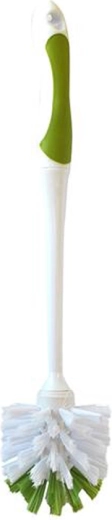 Brosse WC en plastique sans support, blanc‑vert 7,5 × 32 cm