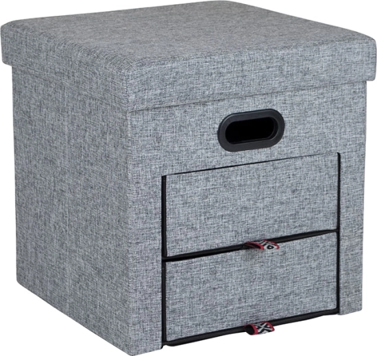 Pouf de rangement de voyage avec 2 tiroirs Holborn, gris