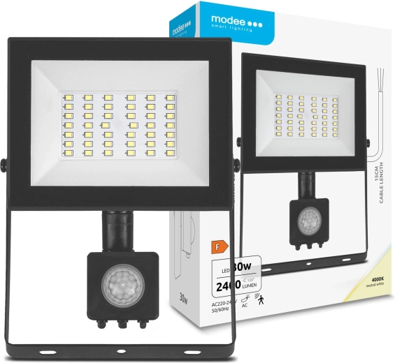 Modee projecteur LED série E avec capteur 30 W, 2400 lm, 120°, blanc neutre 4000 K