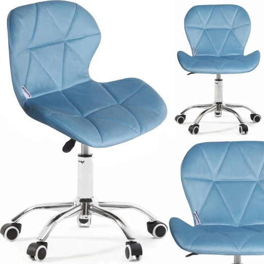 Chaise de bureau pivotante pour enfant Bauerkraft en velours bleu