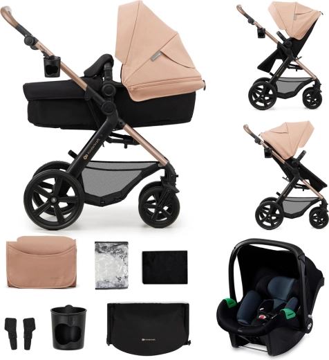 Poussette combinée Kinderkraft Moov 2 3-en-1 Moonlight Grey avec roues en mousse