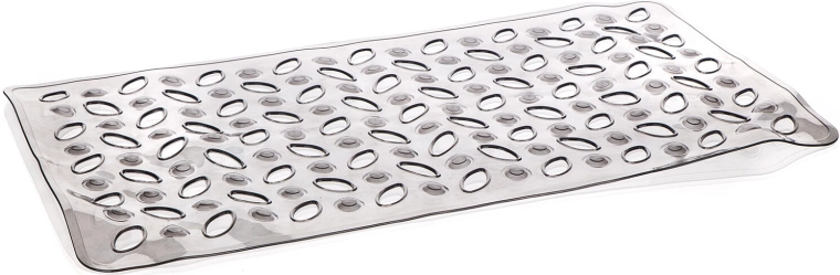 Tapis antidérapant de baignoire Leaves 68 × 36 cm gris transparent