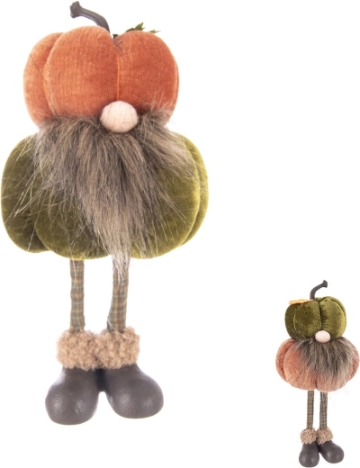 Nain décoratif avec citrouille en polyrésine (2 variantes)