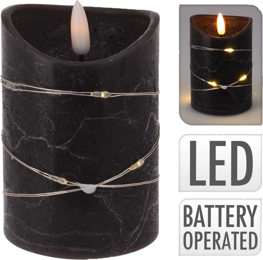 Bougie LED cylindrique noire 7 × 10 cm