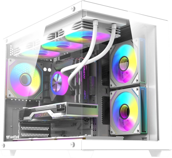 Boîtier d’ordinateur DarkFlash B275 Pro blanc avec 6 ventilateurs