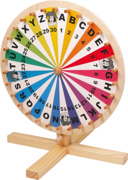 Roue de la fortune en bois small foot – lettres A–Z et chiffres 1–30