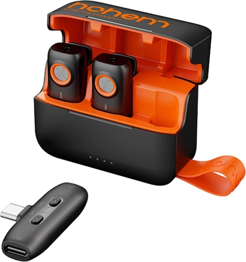 Système de microphones sans fil Hohem MIC-01 (2 émetteurs, 1 récepteur) USB‑C avec étui de charge