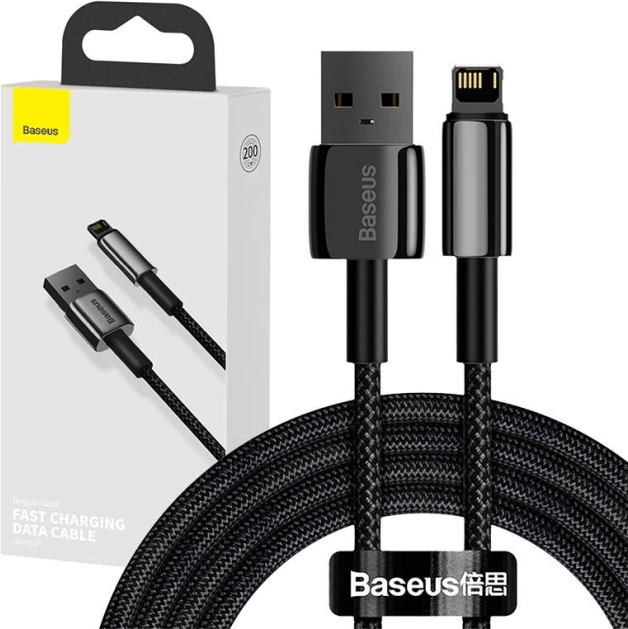 Baseus Tungsten Gold câble USB – Lightning 2,4 A 2 m – noir