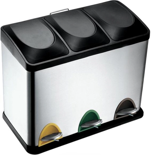 Poubelle en acier inoxydable pour tri des déchets 45 l