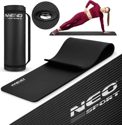 Tapis d’entraînement avec œillets 183 × 60 cm noir NEO SPORT