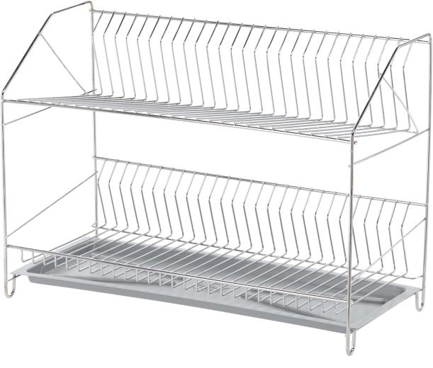 Égouttoir à vaisselle ANDER à deux niveaux, chromé, argenté