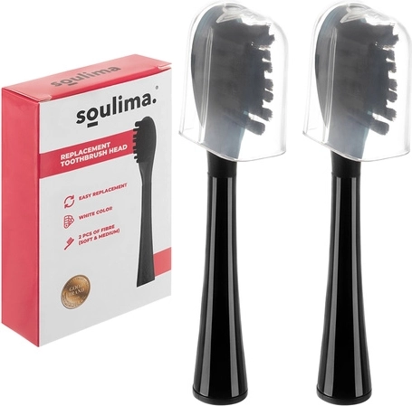 Têtes de rechange pour brosse à dents sonique SOULIMA X800, noires, soft + medium, 2 pcs